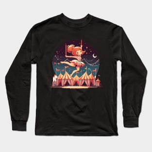 Circu girl give show on flying trapeze Long Sleeve T-Shirt